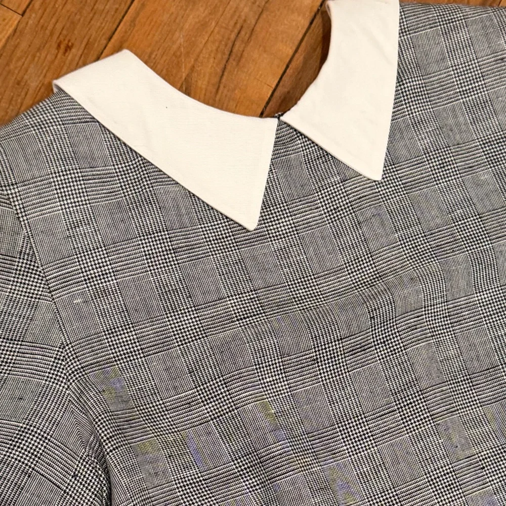 Vintage 1980’s Brooks Brothers Black White Houndstooth Dress with White Collar - Picture 8 of 8